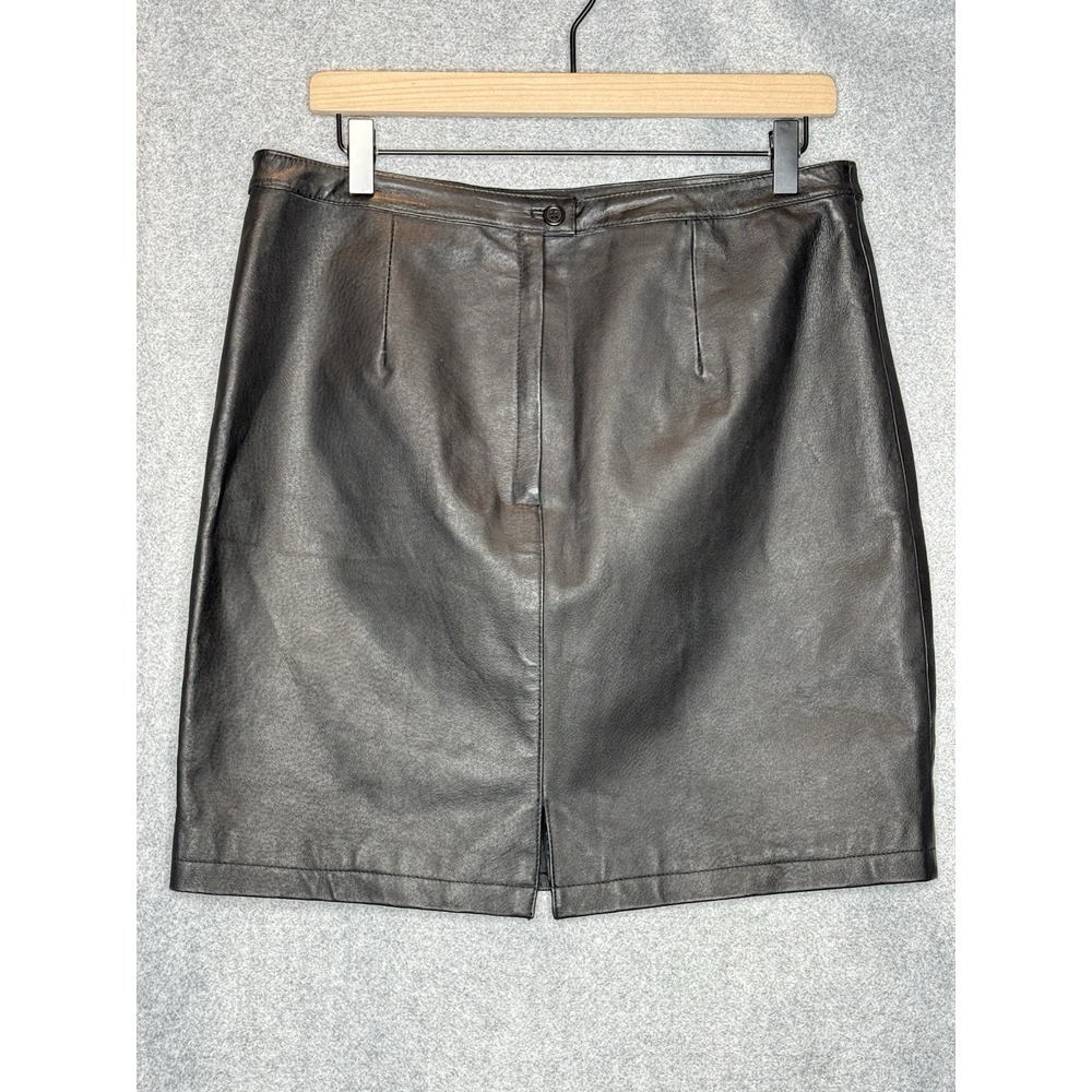 Vintage Newport News Women's Leather Mini Skirt Size 8 Lined 90s Y2K Grunge Blck